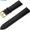 Bracelet fermoir Ardillon 18 mm Cuir véritable Noir pour montre