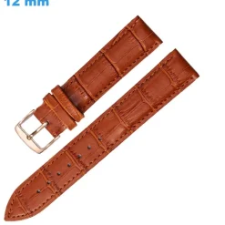 Bracelet fermoir Ardillon 12 mm Cuir véritable Brun pour montre