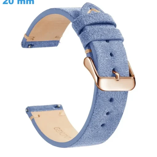 Bracelet fermoir Ardillon Bleu 20 mm Cuir véritable de montre