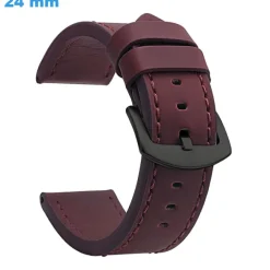 Bracelet fermoir Ardillon Brun 24 mm Faux cuir pour montre