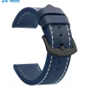 Bracelet fermoir Ardillon 24 mm Simili cuir Bleu montre
