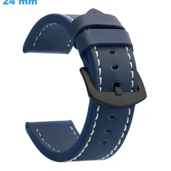 Bracelet fermoir Ardillon 24 mm Simili cuir Bleu montre