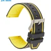 Bracelet fermoir Ardillon 24 mm Silicone Noir et Jaune pour montre