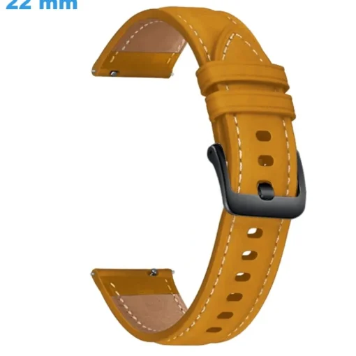 Bracelet fermoir Ardillon 22 mm Cuir véritable Jaune montre