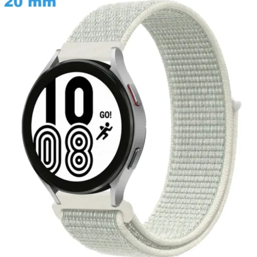 Bracelet fermoir Velcro 20 mm Nylon Blanc de montre
