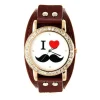 Femme Bracelet force Moustache pas chère montre tendance marron