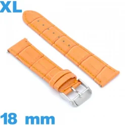 Bracelet grande longueur Cuir véritable de veau de luxe orange 18 mm pour montre