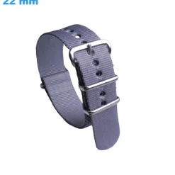 Bracelet Gris 22 mm Nylon pour montre boucle Ardillon