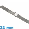Bracelet Maille Milanaise acier 22 mm argenté pour montre