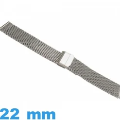 Bracelet Maille Milanaise acier 22 mm argenté pour montre