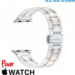 Bracelet 42mm Blanc montre pour Apple Watch Ceramique