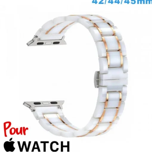 Bracelet 42mm Blanc montre pour Apple Watch Ceramique