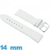 Bracelet 14mm Blanc pour montre  Cuir Synthétique Vegan Lisse