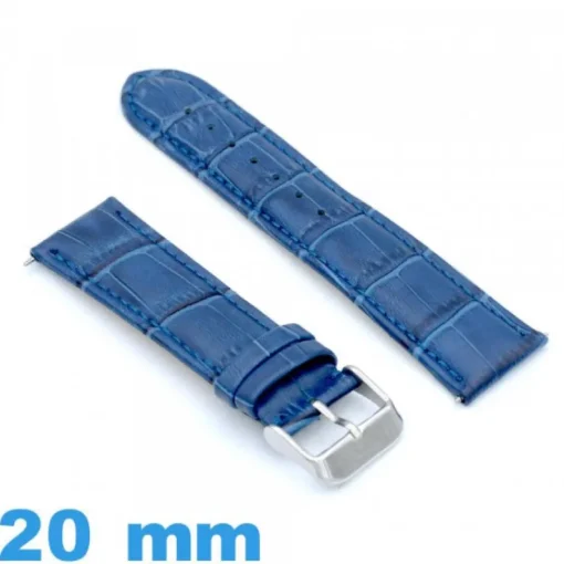 Bracelet 20mm bleu montre Cuir véritable de veau de luxe
