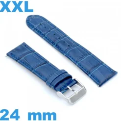 Bracelet 24mm bleu montre XXL Cuir véritable de veau de luxe