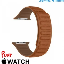 Bracelet 38mm Marron clair pour montre pour Apple Watch Cuir Micro Fibre