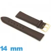 Bracelet 14mm montre brun foncé Cuir véritable de veau lisse