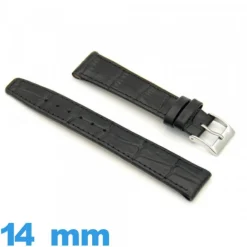 Bracelet 14mm montre Noir Vrai cuir  Texturé Alligator