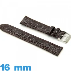 Bracelet 16mm montre Plat cuir véritable Crocodile