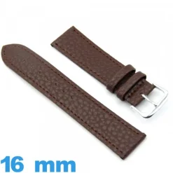 Bracelet 16mm pour montre  Faux cuir grain de buffle