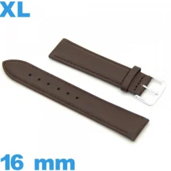 Bracelet 16mm pour montre grande longueur Cuir véritable de veau lisse