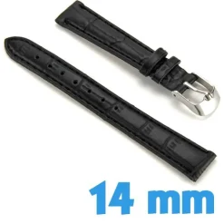 Bracelet montre 1.4 cm Noir Cuir Synthétique croco