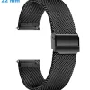 Bracelet montre 22 mm Acier Inoxydable boucle Coulissant Noir