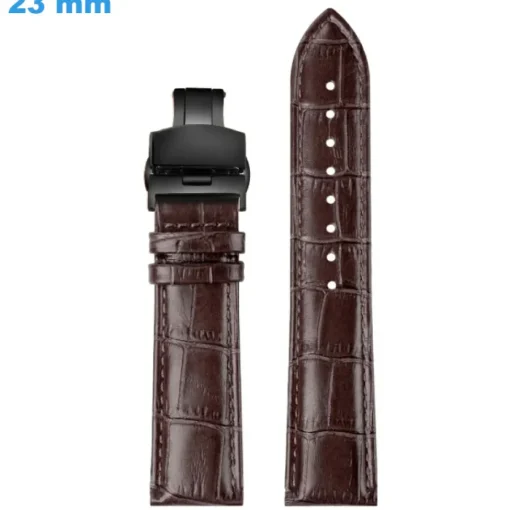 Bracelet montre 23 mm Cuir véritable Brun Papillon