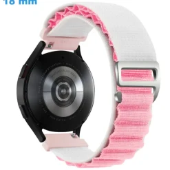 Bracelet montre 18 mm Nylon boucle Sangle Rose et Blanc