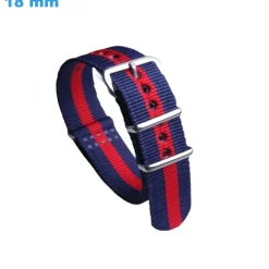 Bracelet montre 18 mm Nylon fermoir Ardillon Bleu et Rouge