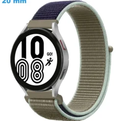 Bracelet montre 20 mm Nylon Beige et Bleu Velcro