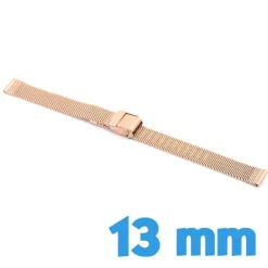 Bracelet montre acier maille milanaise doré rose 13 mm