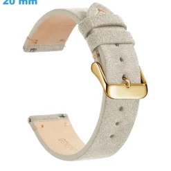Bracelet montre Beige 20 mm Cuir véritable fermoir Ardillon