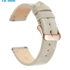 Bracelet montre Beige 18 mm Cuir véritable Ardillon
