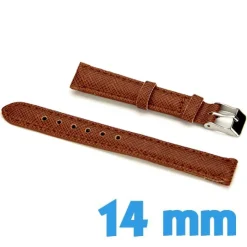 Bracelet montre Café Cuir Synthétique 14mm grain