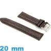 Bracelet montre cuir véritable Alligator Rembourré 20 mm