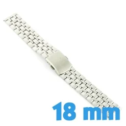 Bracelet montre en métal argenté pas cher 18 mm bouton