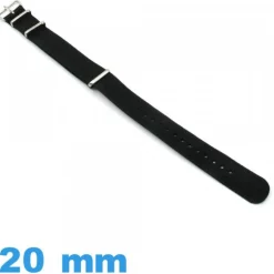 Bracelet montre Nato 20 mm Noir Textile