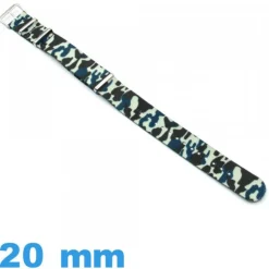Bracelet montre Nato Bleu Camouflage Militaire Textile 20 mm