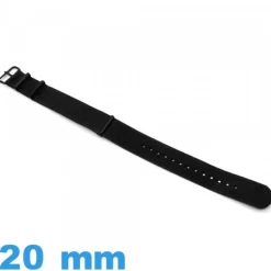 Bracelet montre N.A.T.O Noir Textile 20 mm