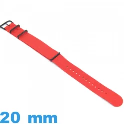 Bracelet montre N.A.T.O Rouge tissu 20 mm