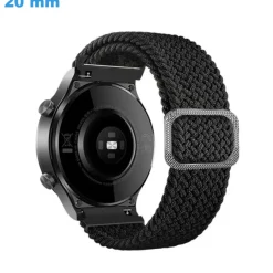 Bracelet montre Noir 20 mm Nylon fermoir Sangle
