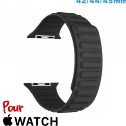 Bracelet montre pour Apple Watch Anthracite Cuir Micro Fibre