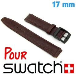 Bracelet montre Swatch cuir 17 mm brun