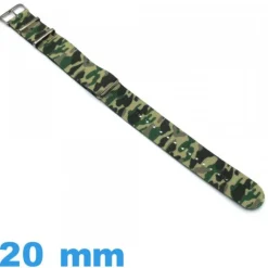 Bracelet montre tissu N.A.T.O Vert 20mm Military