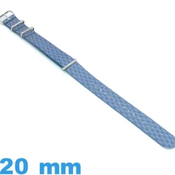 Bracelet Nato 20mm Bleu imprimé vague demi cercle