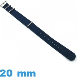 Bracelet N.A.T.O Nylon Bleu 20mm pour montre