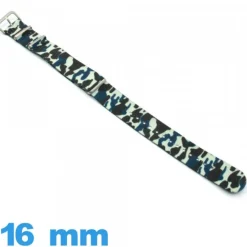 Bracelet N.A.T.O tissu Bleu 16 mm Camouflage Militaire de montre
