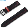 Bracelet Noir 22 mm Cuir véritable montre fermoir Ardillon