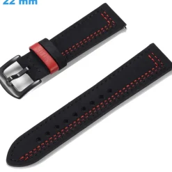 Bracelet Noir 22 mm Cuir véritable montre fermoir Ardillon